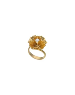 Majorica Anillo Ajustable Clavelina Con Perla Blanca Redonda| Anillos Grandes