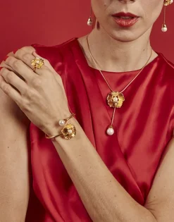 Majorica Anillo Ajustable Clavelina Con Perla Blanca Redonda| Anillos Grandes