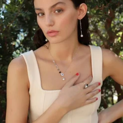 Majorica Anillo Algaida Plata Con Cristal De Murano Negro| Anillos Medianos