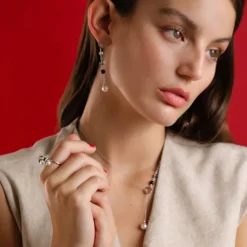 Majorica Anillo Algaida Plata Con Cristal De Murano Negro| Anillos Medianos