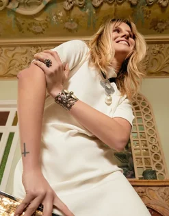 Majorica Anillo De Perla Tahiti Peregrina En Flor| Anillos Medianos