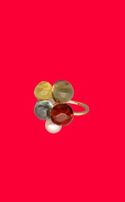 Majorica Anillo Flor Corfu Con Perlas Y Cristales De Murano| Anillos Grandes