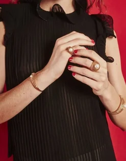 Majorica Anillo Mediano Etna Calado En Plata Dorada| Anillos Medianos