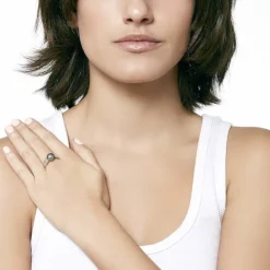 Majorica Anillo Nuada Plata Con Perla Gris 7Mm| Anillo Solitario