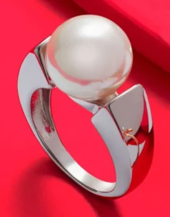 Majorica Anillo Nuada Plata Con Perla Blanca 12Mm| Anillo Solitario