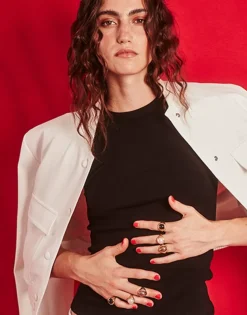 Majorica Anillo Sello Zale Con Perla Cuadrada Negra| Anillos Grandes