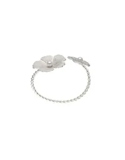 Majorica Brazalete Novia Santorini Bianco Ajustable Con Flores Nacaradas Y Perlas| Brazaletes Rígidos