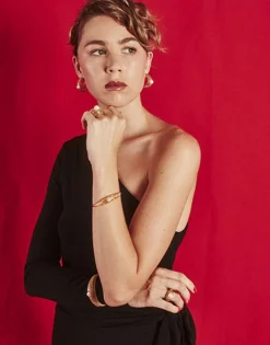 Majorica Brazalete Rigido Etna Calado Mediano Dorado| Brazaletes Rígidos