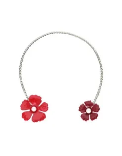 Majorica Choker Ajustable Santorini De Flores Granate Ajustable En Plata| Gargantillas De Perlas