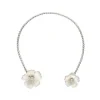 Majorica Choker Novia Santorini Bianco De Plata Ajustable Con Flores Nacaradas| Gargantillas De Perlas
