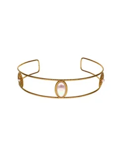 Majorica Choker Symi Dorado Con Perlas Blancas| Gargantillas De Perlas