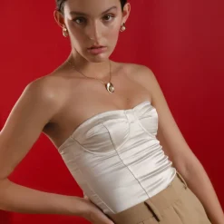 Majorica Colgante Con Perla Petra En Acero Dorado| Colgantes Con Cadena