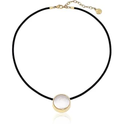 Majorica Colgante Coppelia Acero Dorado| Collares De Cuero