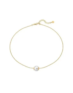 Majorica Colgante Corto Nuada 12Mm Dorado| Colgantes Con Cadena