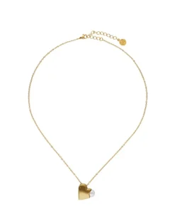 Majorica Colgante Dolce Cuore En Acero Dorado Y Corazon Con Perla| Colgantes Con Cadena