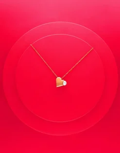 Majorica Colgante Dolce Cuore En Acero Dorado Y Corazon Con Perla| Colgantes Con Cadena