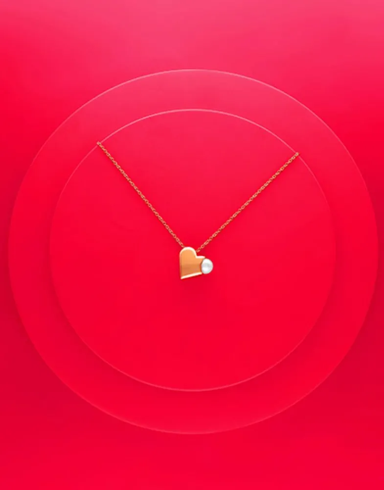 Majorica Colgante Dolce Cuore En Acero Dorado Y Corazon Con Perla| Colgantes Con Cadena