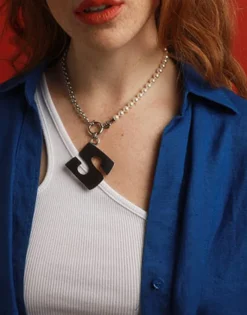 Majorica Colgante Ibiza Inicial En Acero| Colgante Cadena