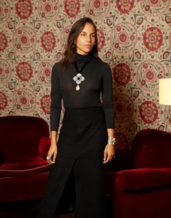 Majorica Colgante Peregrina Con Perla Barroca Y Onix| Colgante Cadena