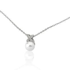 Majorica Colgante Romance Con Perla Redonda Y Circonitas| Collares Para Boda