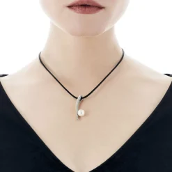 Majorica Colgante Silfide Acero| Collares De Cuero