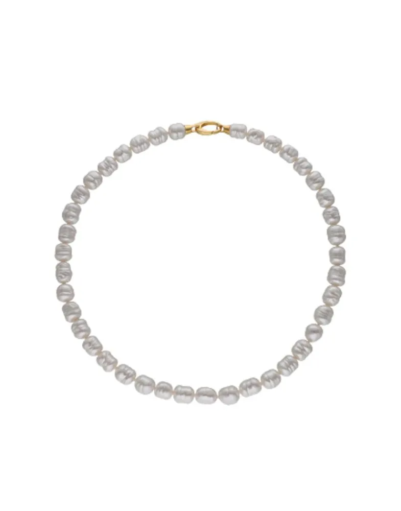 Majorica Collar Agora Dorado Con Perlas Barrocas Blancas 8Mm 45Cm| Collares De Perlas Largos