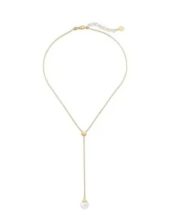 Majorica Collar Alba En Plata Dorada Y Perla Blanca| Cadenas Con Perlas