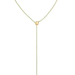 Majorica Collar Aura Ajustable Largo De Acero Dorado| Cadenas Con Perlas