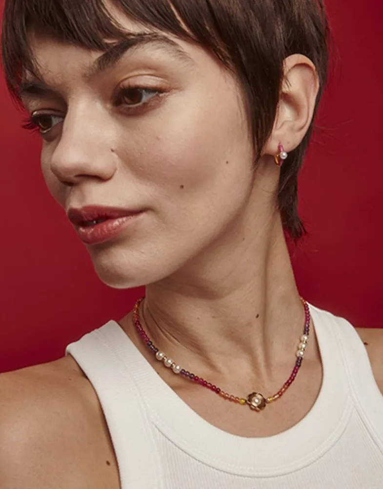 Majorica Collar Color Pop Sunset Con Piedras Degrade Y Perlas Blancas| Collares Con Piedras