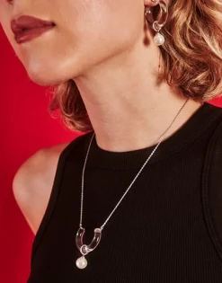 Majorica Collar Con Colgante Ayla En Cristal De Alta Resistencia Plateado| Colgantes Con Cadena