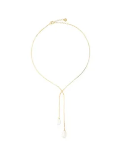 Majorica Collar Corto Elixa Dorado Con Perla Blanca Pera| Cadenas Con Perlas