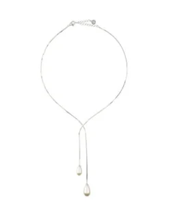 Majorica Collar Corto Elixa En Plata Con Perla Blanca Pera| Cadenas Con Perlas