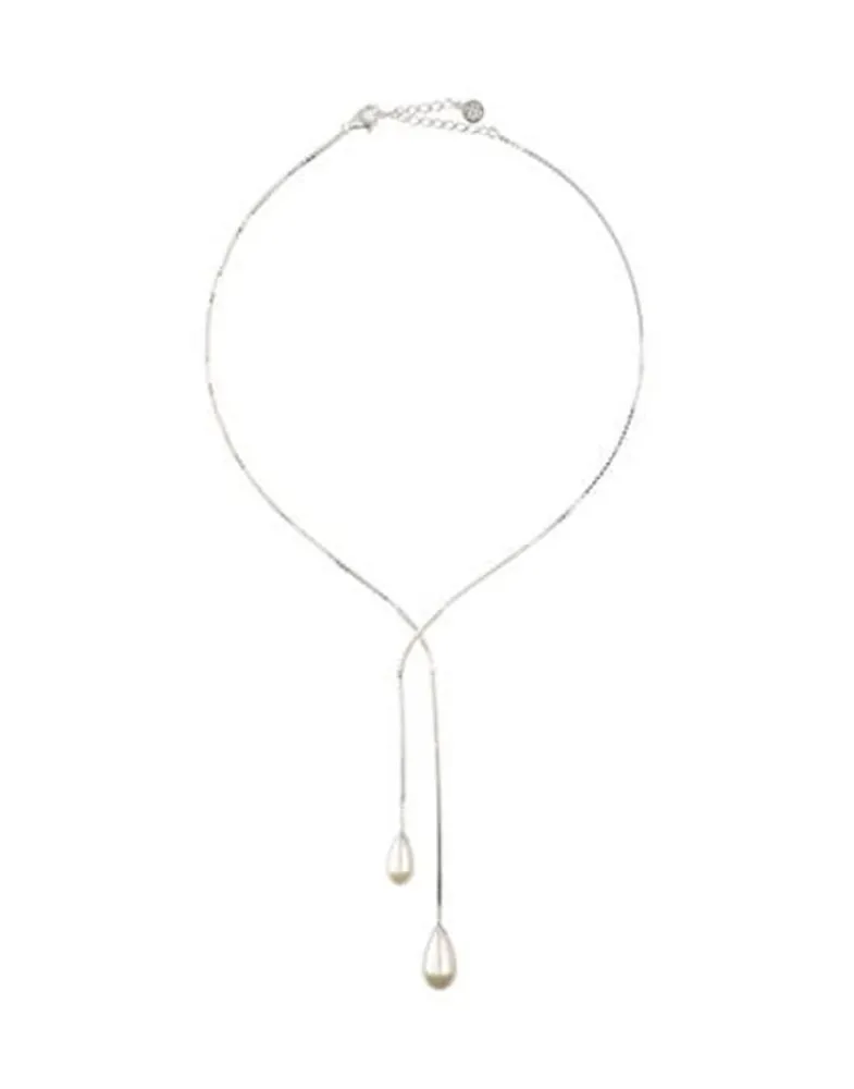 Majorica Collar Corto Elixa En Plata Con Perla Blanca Pera| Cadenas Con Perlas