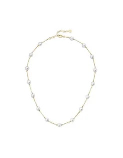 Majorica Collar Corto Ilusion Dorado| Cadenas Con Perlas