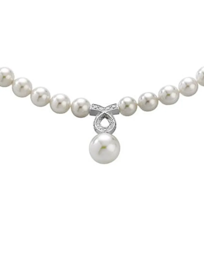 Majorica Collar De Perlas Corto Lilit Plata Con Circonitas 8Mm 43Cm| Gargantillas De Perlas