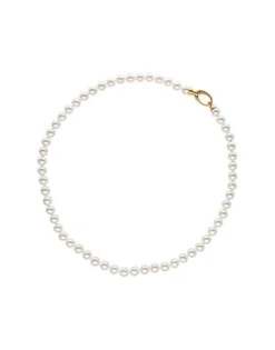 Majorica Collar Dorado Lyra Perlas Blancas 6Mm 45Cm| Collares De Perlas Largos