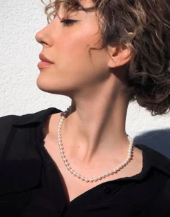 Majorica Collar Dorado Lyra Perlas Blancas 6Mm 45Cm| Collares De Perlas Largos