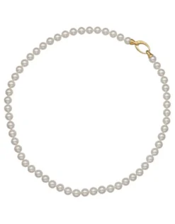 Majorica Collar Dorado Lyra Perlas Blancas 6Mm 45Cm| Collares De Perlas Largos