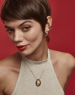 Majorica Collar Encadenado Feme Con Perla Blanca Y Agata Verde| Colgantes Con Cadena