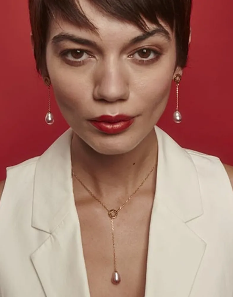 Majorica Collar Encadenado Luar Con Perla Barroca Bicolor Rubi| Colgantes Con Cadena