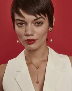 Majorica Collar Encadenado Luar Con Perla Barroca Bicolor Rubi| Colgantes Con Cadena