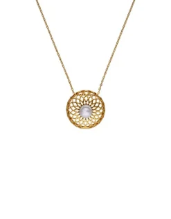 Majorica Collar Etna En Plata Dorada Y Perla Redonda 42Cm| Colgantes Con Cadena