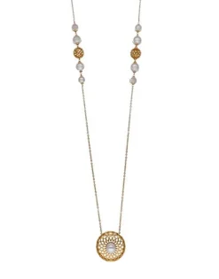 Majorica Collar Etna Encadenado En Plata Dorada| Colgantes Con Cadena