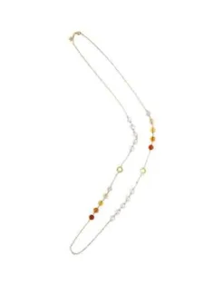 Majorica Collar Largo Algaida Multiposicion Dorado Con Cristales De Murano Ambar| Cadenas Con Perlas