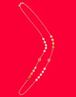 Majorica Collar Largo Algaida Multiposicion Dorado Con Cristales De Murano Ambar| Cadenas Con Perlas