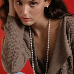 Majorica Collar Largo Lyra Plata 8Mm 80Cm| Collares De Perlas Largos