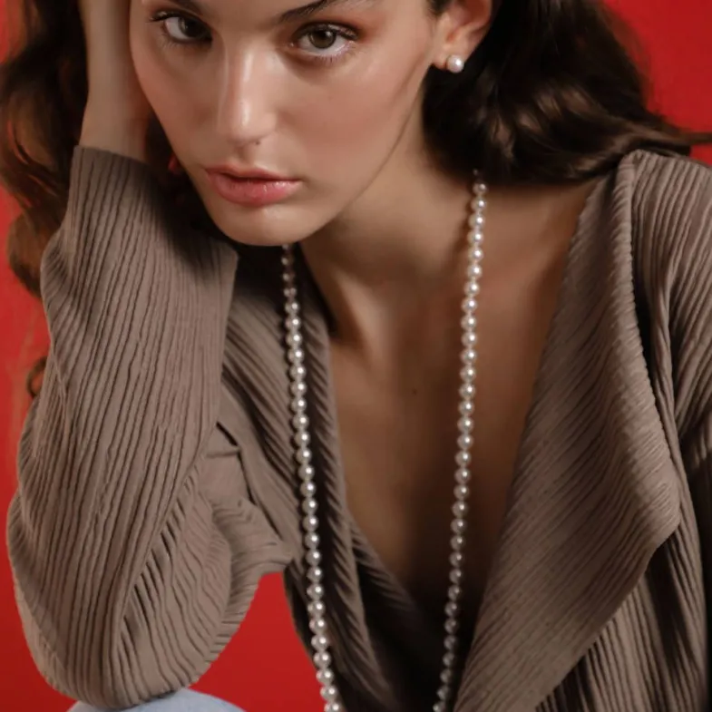 Majorica Collar Largo Lyra Plata 8Mm 80Cm| Collares De Perlas Largos