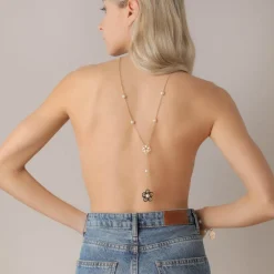 Majorica Collar Largo Roxana Con Flor En Madreperla| Cadenas Con Perlas