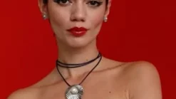 Majorica Collar Le Palm En Acero Con Perla Blanca Y Cordon De Seda Azul| Colgantes Con Cadena