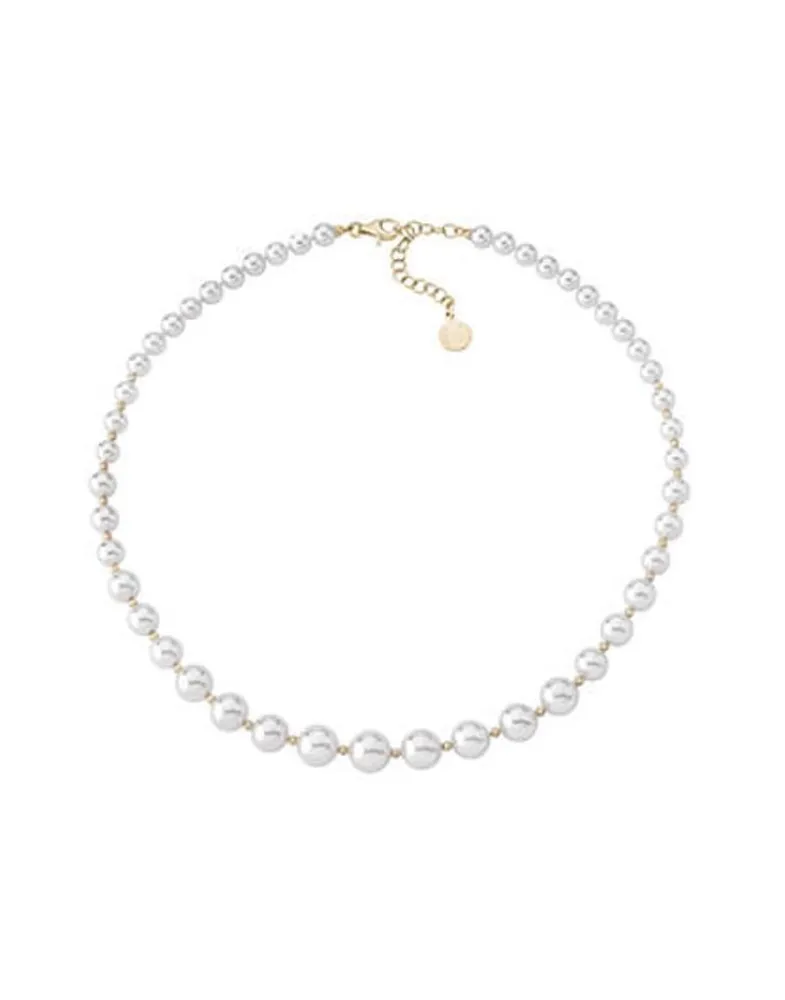 Majorica Collar Lyra Dorado 6/10Mm 43Cm| Collares De Perlas Largos